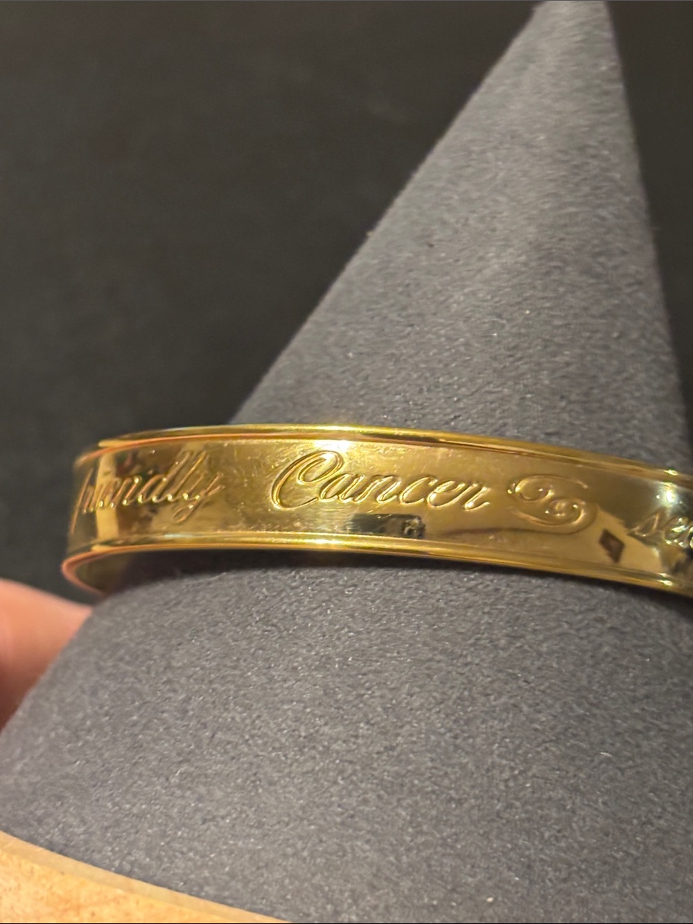Avon Gold-Tone Engraved Cancer Script Bracelet Astrological Jewelry